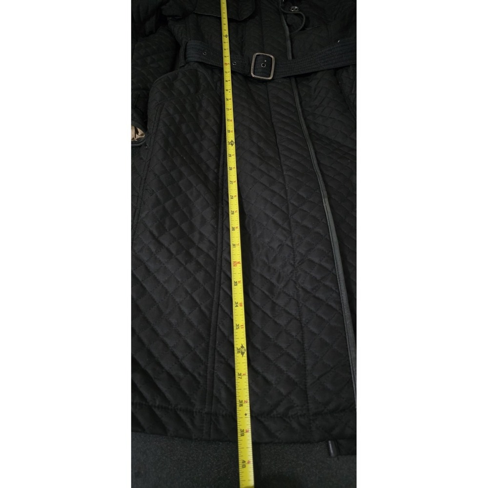 Burberry London Quilted Mid Knee Length Trench Coat Jacket Black Woman 6 Belt - Picture 8 of 12